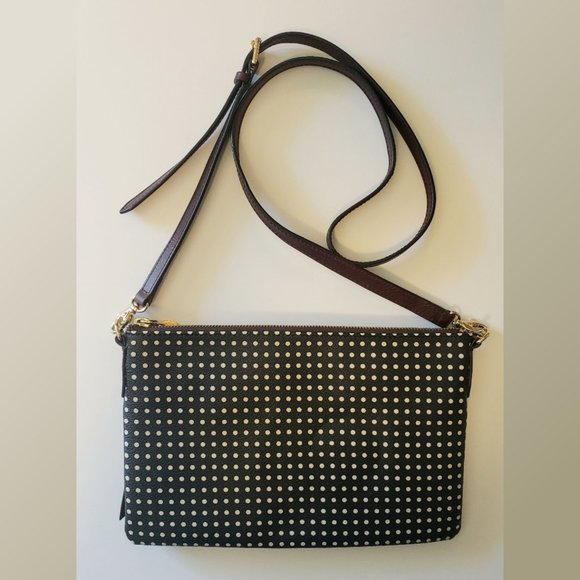 Fossil Bags Fossil Black And White Polka Dot Crossbody Handbag